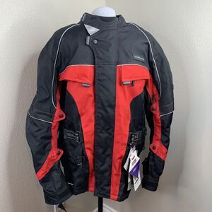 Mossi Motosports Red Black Touring Armored Jacket Zip Out Liner Sz L Power Skin